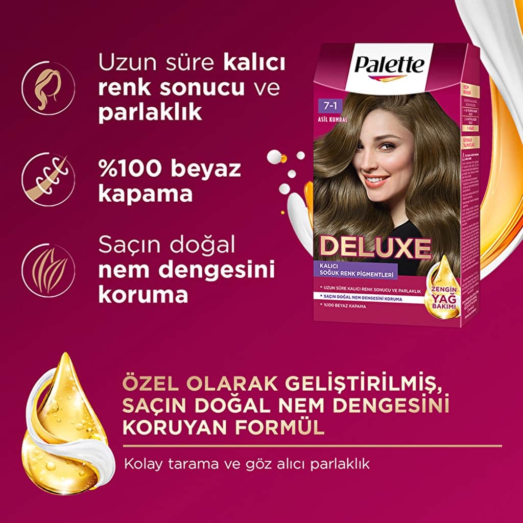 Palette Deluxe Intense Colors Hair Dye 7-1 noble Blonde - 3