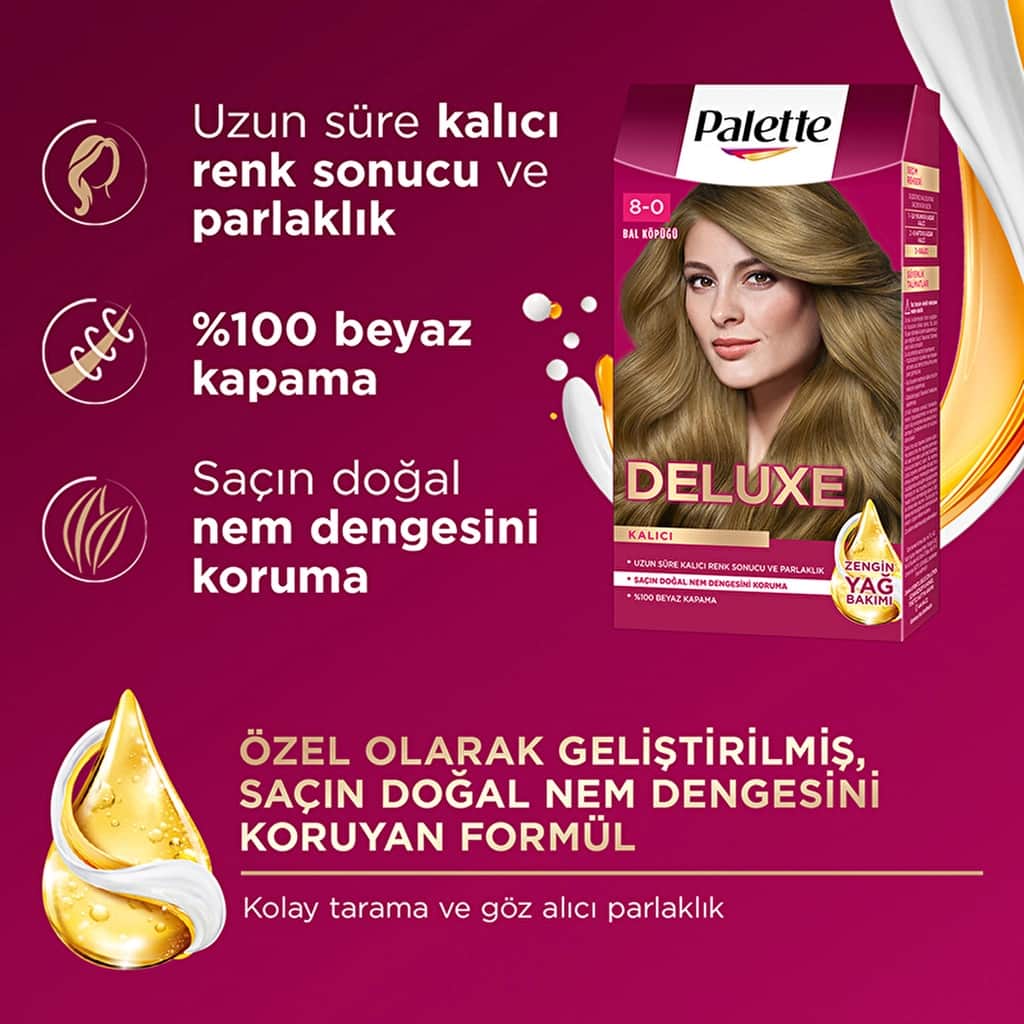 Palette Deluxe Hair Dye 8-0 honey Foam - 3