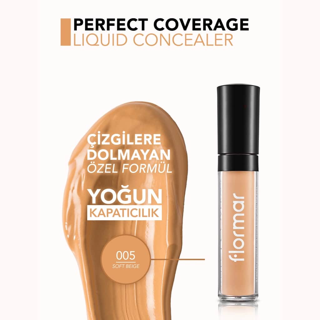 Flormar Perfect Coverage Lightweight Concealer 005 soft Beige: Warm Undertone - 4