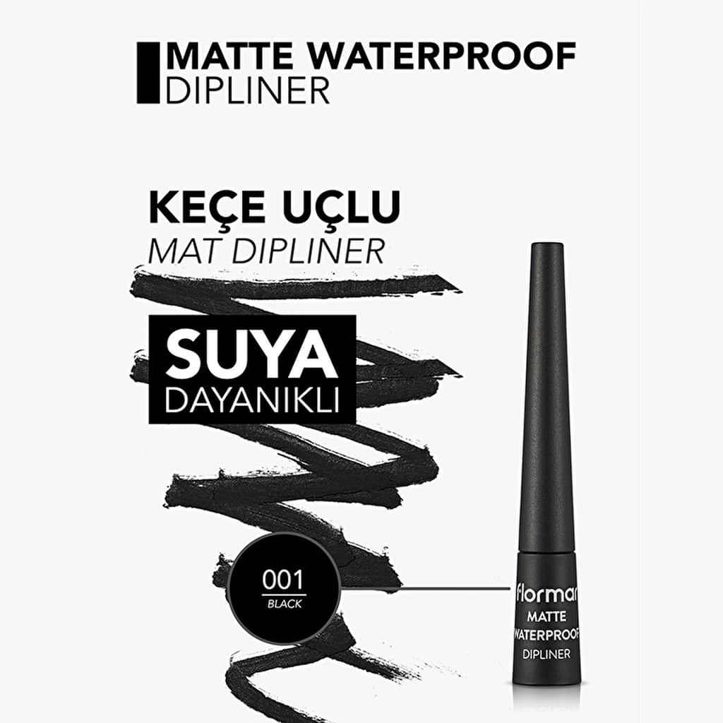 Flormar Matte Waterproof Intense Pigmented And Matte Finish Dipliner 001 black - 4