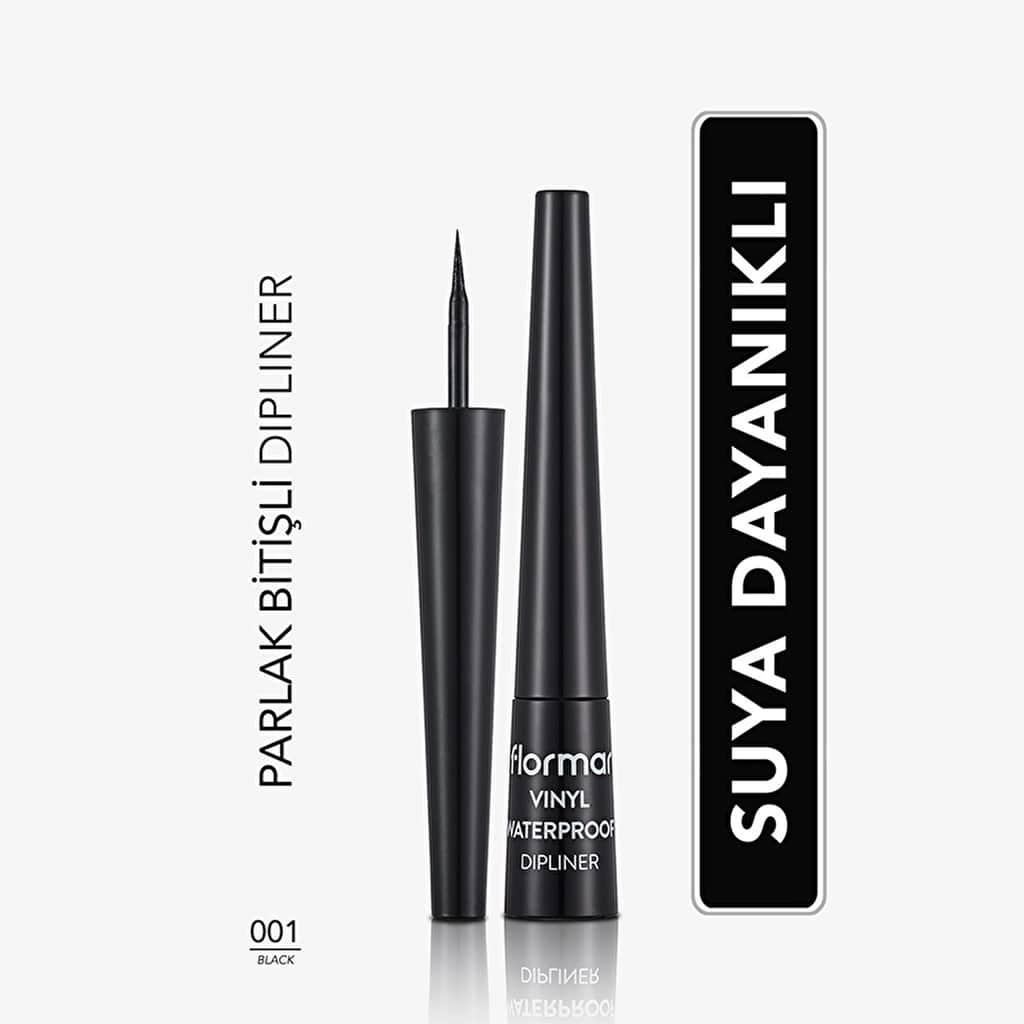 Flormar Vinyl Waterproof Intense Pigment And Shiny Finish Dipliner 001 black - 1