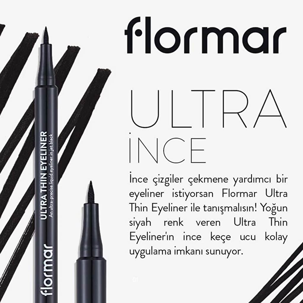 Flormar Ultra Thin Fine Felt Tip Matte Pencil Eyeliner 001 black - 4