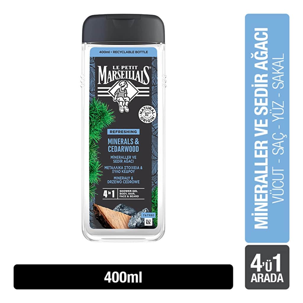 Le Petit Marseillais Minerals And Cedar Wood Men's Shower Gel 400 ml - 1