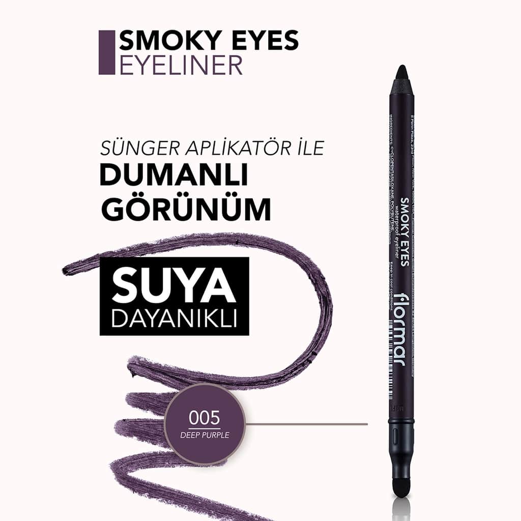 Flormar Smoky Eyes Waterproof Matte Eyeliner 005 deep Purple - 4
