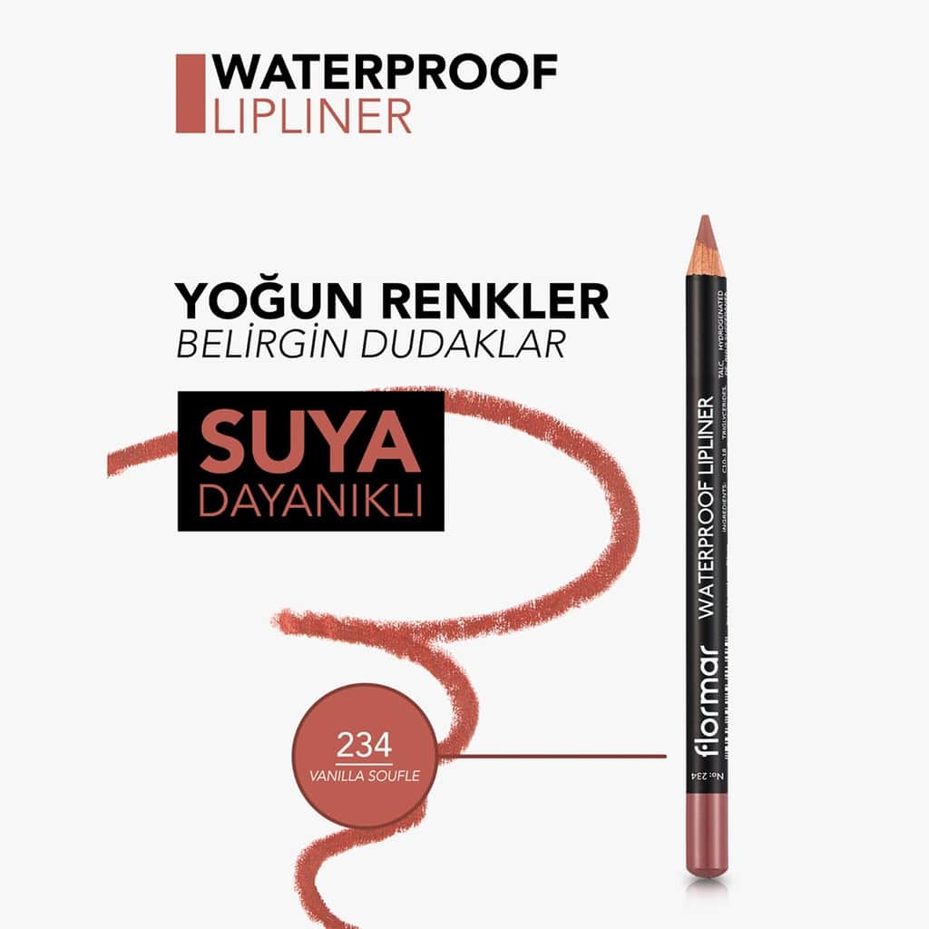 Flormar Waterproof And Intensely Pigmented Matte Lip Pencil 234 vanilla Souffle - 5