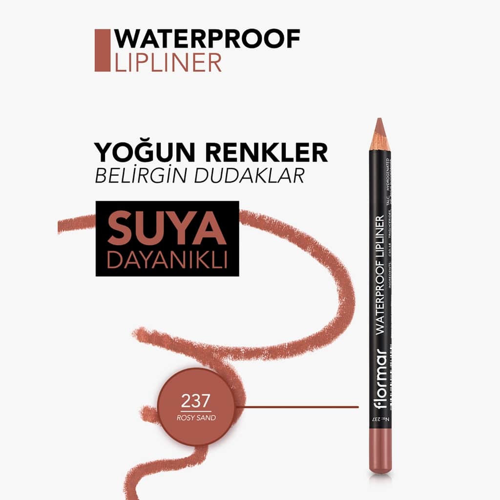 Flormar Waterproof And Intensely Pigmented Matte Lip Pencil 237 rosy Sand - 5