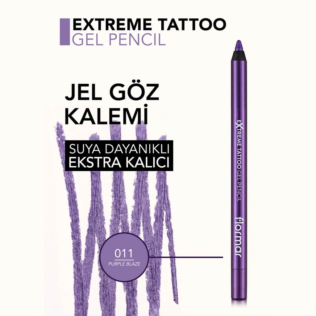 Flormar Extreme Tattoo Extra Permanent Glitter Gel Eyeliner 011 purple Blaze - 5