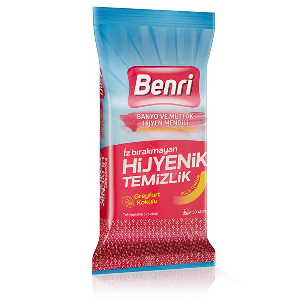 Benri 50-Count Bathroom & Kitchen Hygiene Wipes - Grapefruit Scent - 2