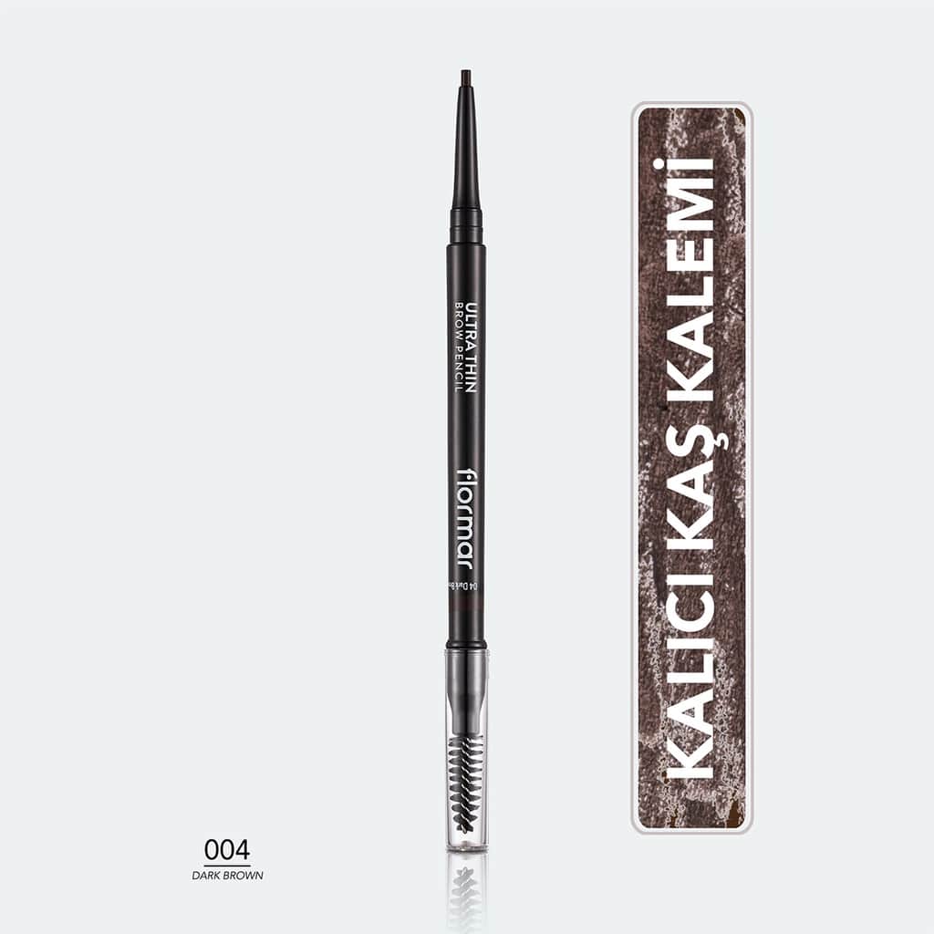 Flormar Ultra Thin Fine Tip And Bristle Brush Eyebrow Pencil 004 dark Brown - 1