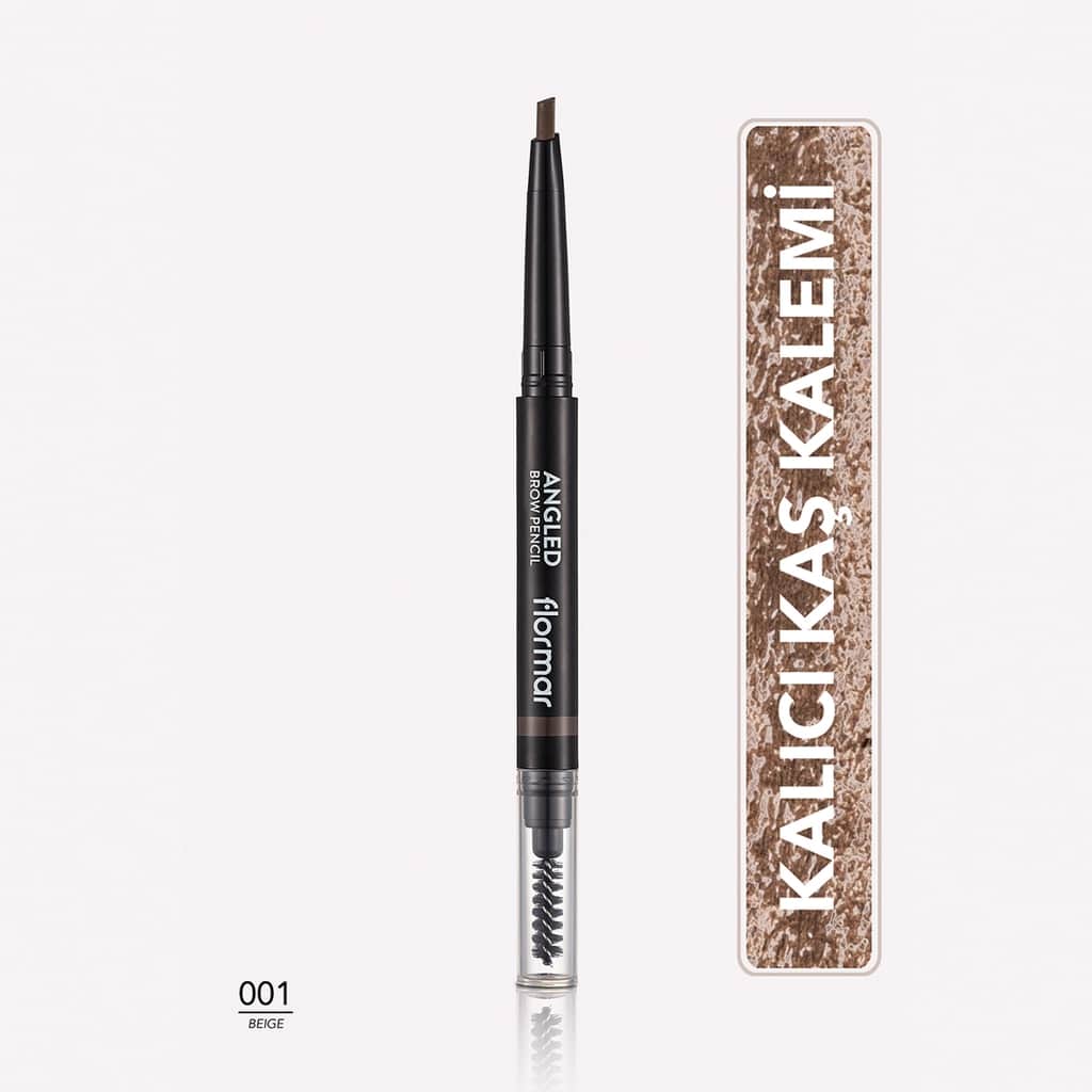 Flormar Angled Eyebrow Pencil With Angled Tip And Bristle Brush 001 beige - 1