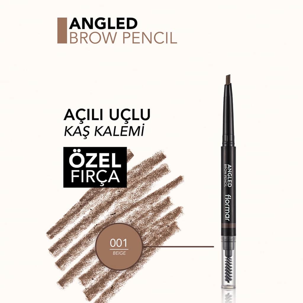 Flormar Angled Eyebrow Pencil With Angled Tip And Bristle Brush 001 beige - 5