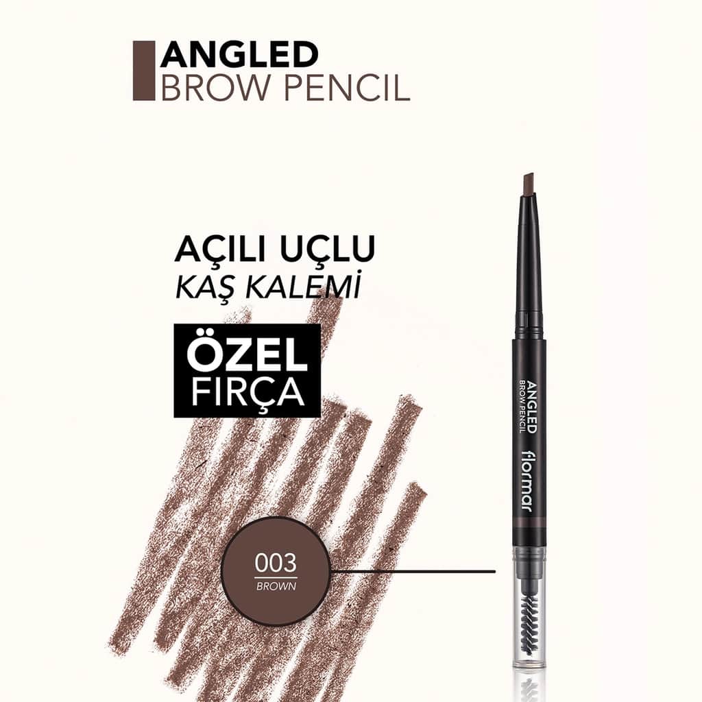 Flormar Angled Eyebrow Pencil With Angled Tip And Bristle Brush 003 brown - 5