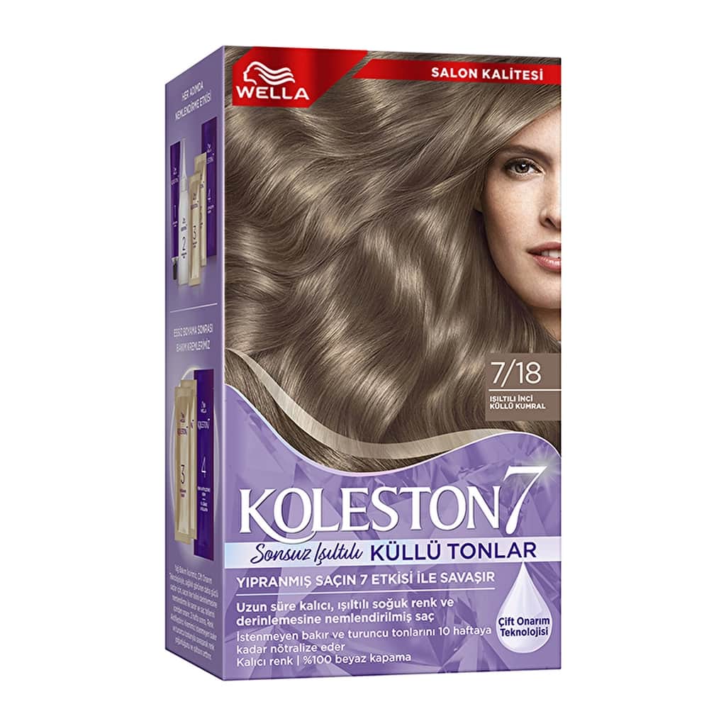 Wella Koleston 7 kit Infinite Luminous Ash Shades 7/18 luminous Pearl Ash Blonde - 2