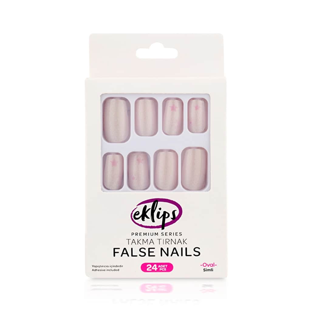 Eklips False Nails Glittery Light Color Oval - 1