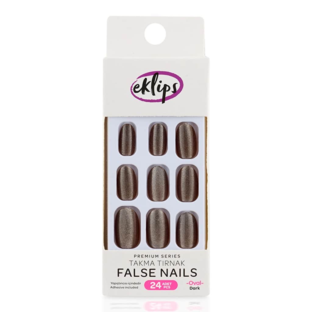 Eklips False Nails Glittery Dark Oval - 1