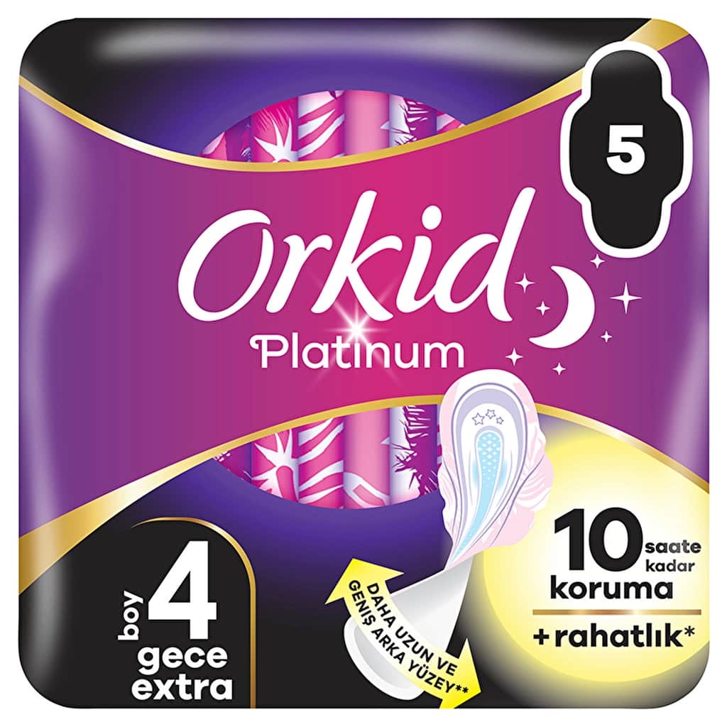 Orkid Platinum Night Extra (size 4) Sanitary Pad 5 pcs - 1