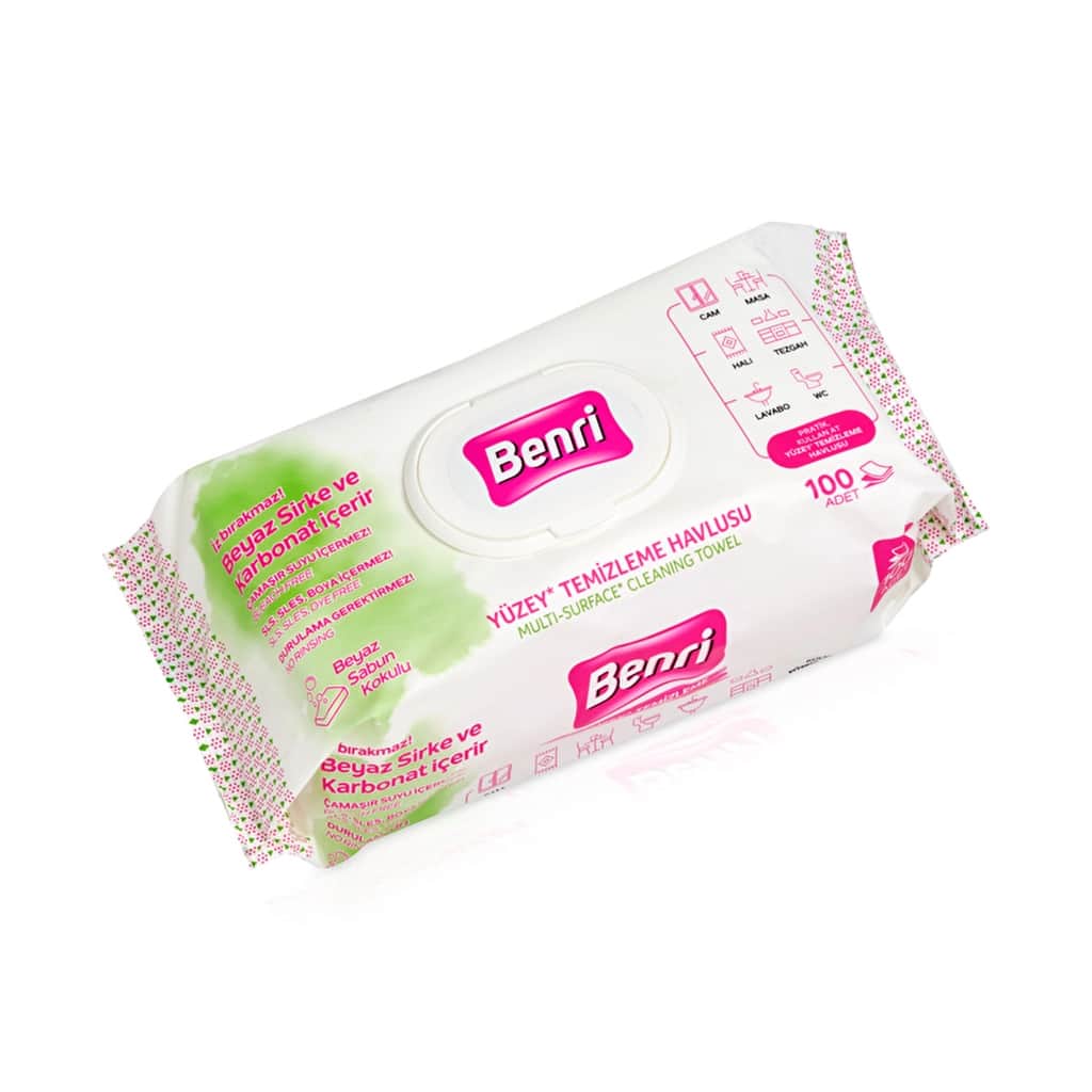 Benri Surface Cleaning Towels - 100 Stain-Free Wipes - 2