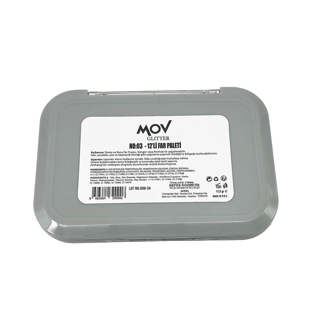 Mov 12 pack Glitter Eyeshadow Palette No: 03 - 3