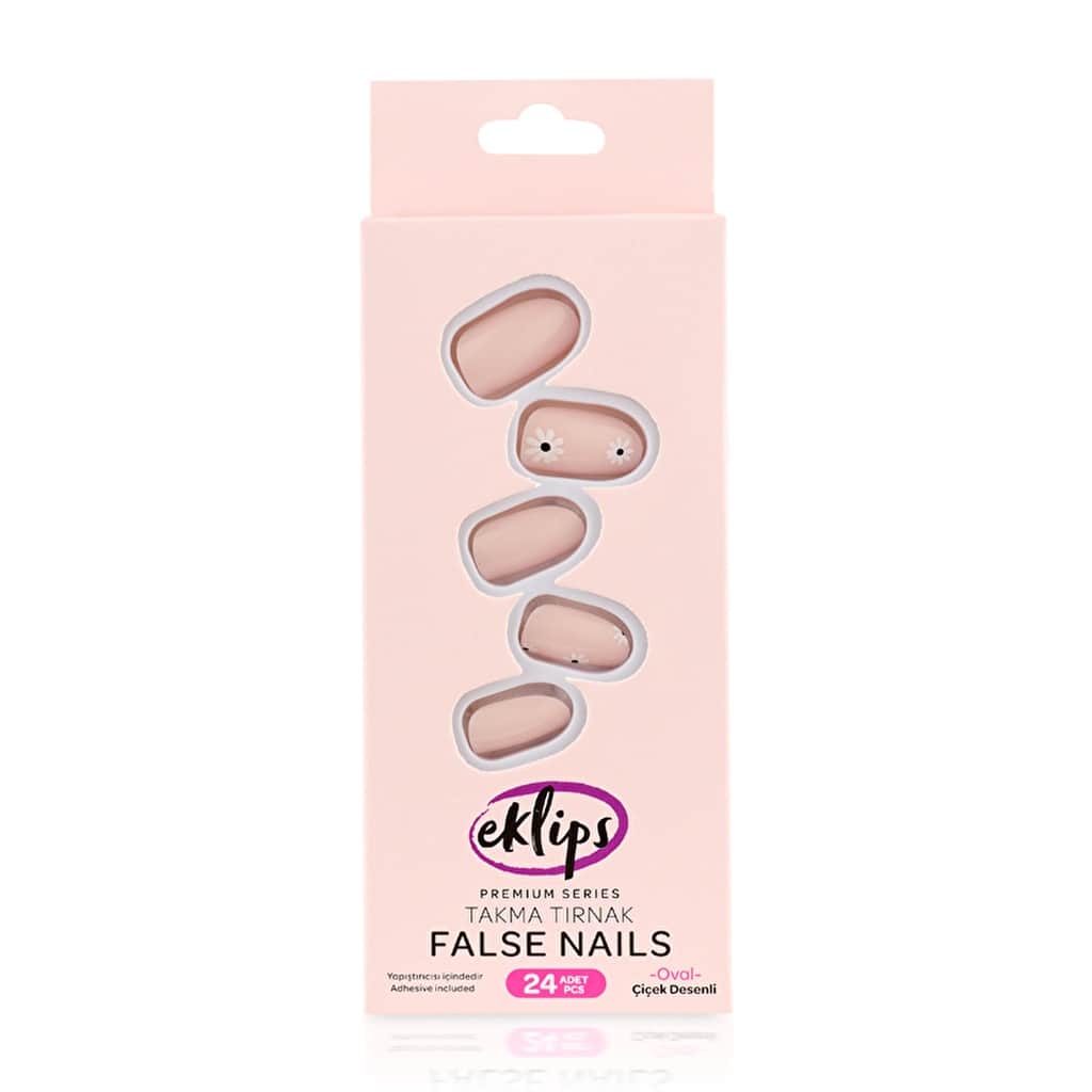 Eklips Floral Oval False Nails - 24-Piece Elegant Set - 1