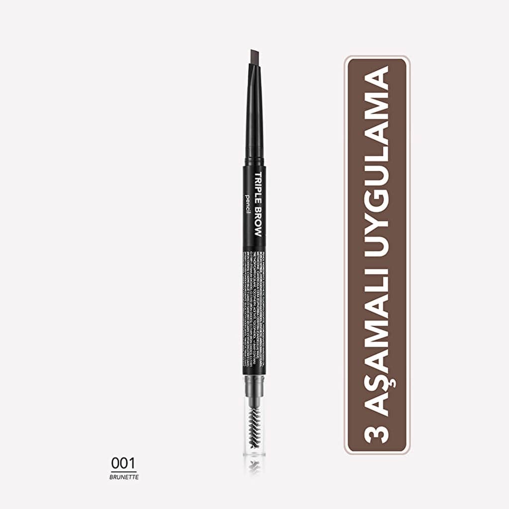 Flormar Triple Brow Eyebrow Pencil With Brush And Powder Head 001 brunette - 1