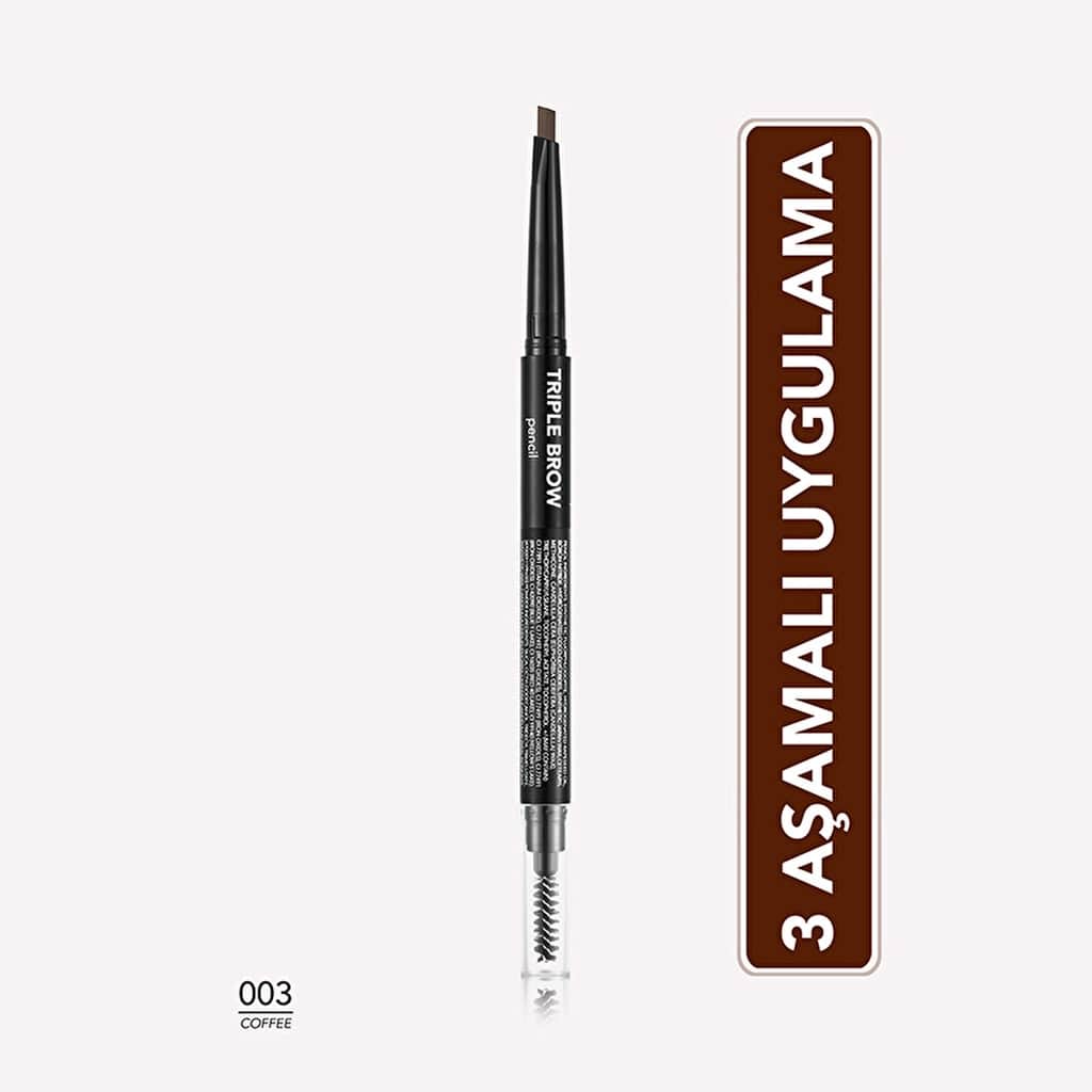 Flormar Triple Brow Brush And Powder Head Eyebrow Pencil 003 coffee - 1