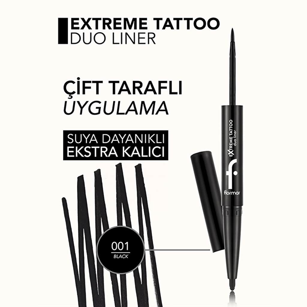 Flormar Extreme Tattoo Duo Eyeliner & Gel Eyeliner 001 black - 5