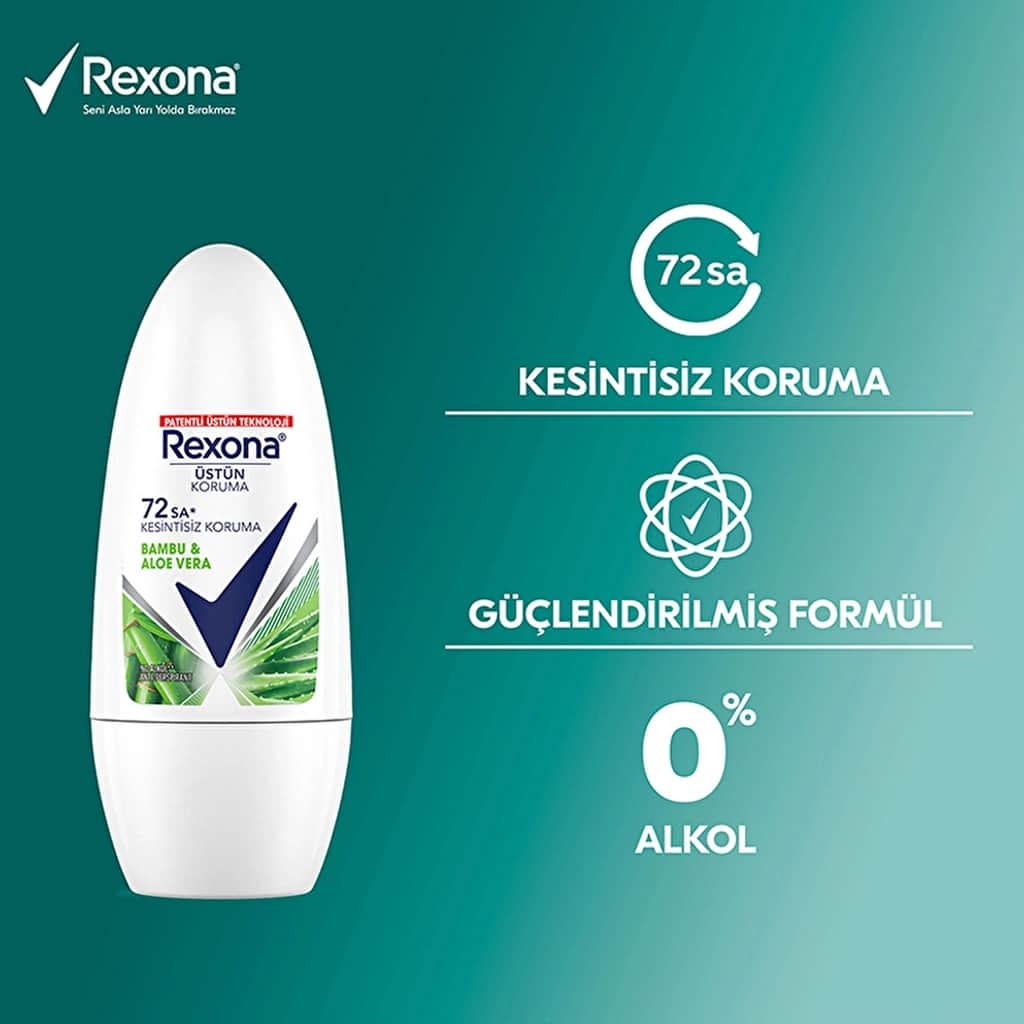 Rexona Bamboo & Aloe Vera Roll-On Deodorant 50ml - 72H Protection - 5