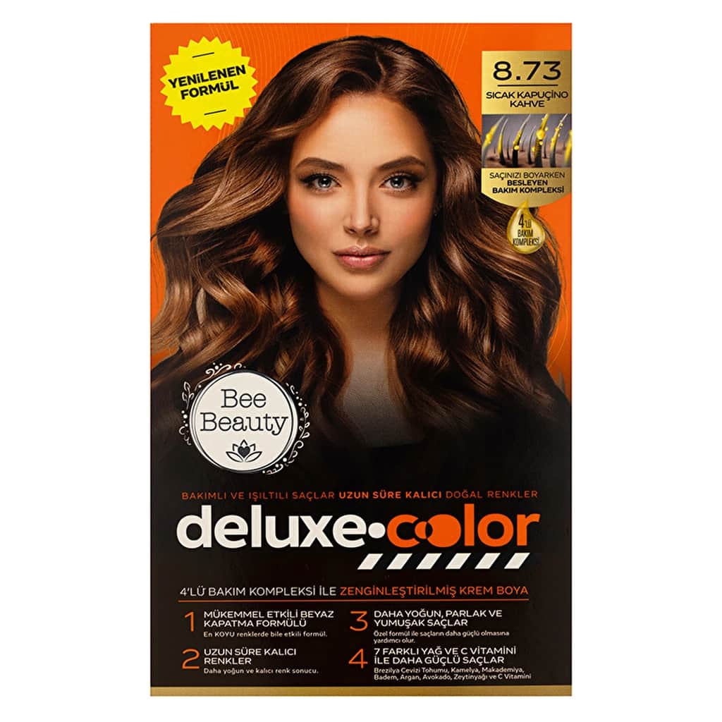 Bee Beauty Deluxe Hair Dye Kit 8.73 Hot Cappuccino - 7 Oils & Vitamin C - 1