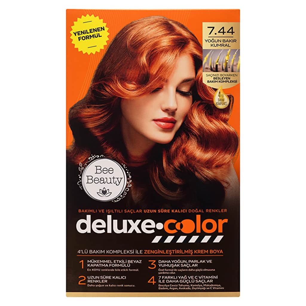 Bee Beauty Deluxe Hair Dye 7.44 Intense Copper Blonde 50ml - 1