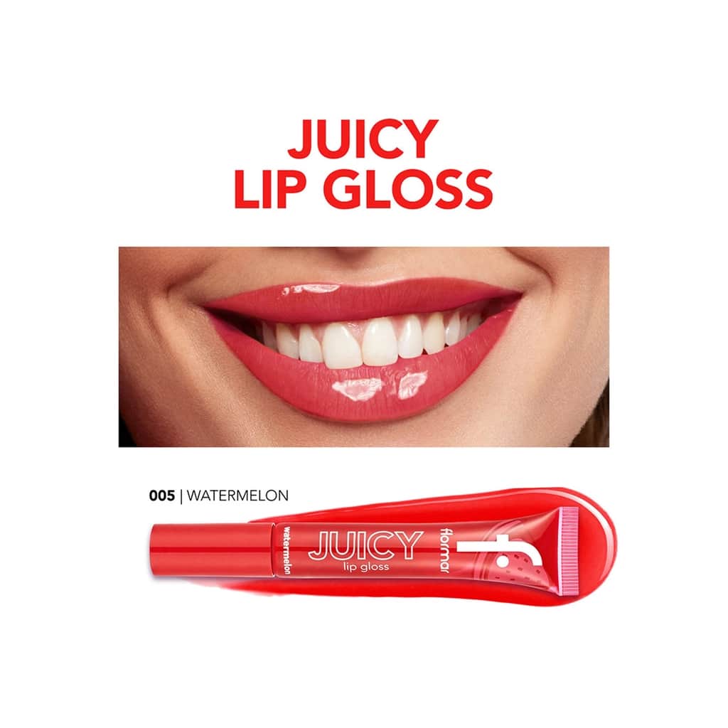 Flormar Juicy Natural Coloring Fruit Flavored Moisturizing Lip Gloss 005 watermelon - 5