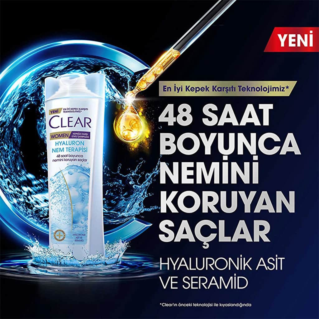 Clear Women Anti-dandruff Effective Hair Care Shampoo Hyaluron Moisture Therapy 350 ml - 3