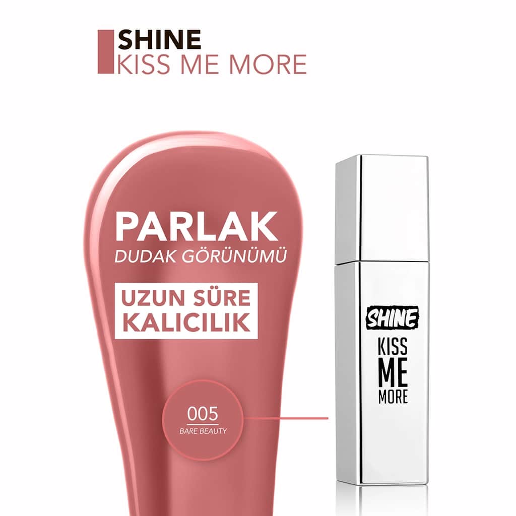Flormar Shine Kiss Me More Long-lasting & Shiny Finish Liquid Lipstick 005 bare Beauty - 5