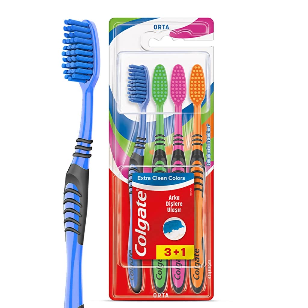 Colgate Extra Clean Colors Toothbrush with Tongue Cleaner 3+1 - 2