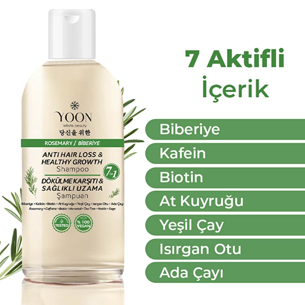 Yoon Anti Hair Loss Helps Fast Hair Growth 7 active Rosemary Salt-free Shampoo 400 ml - 3