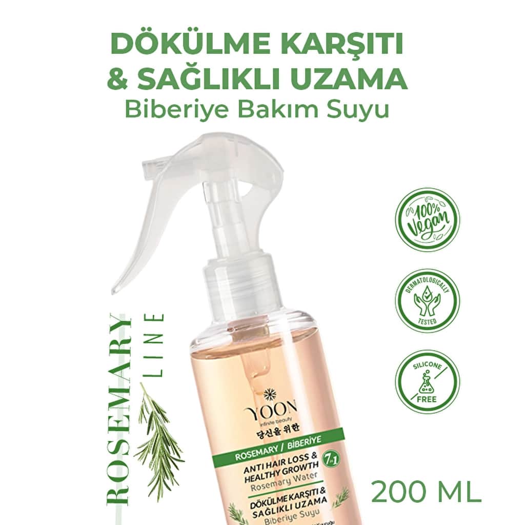 Yoon Anti Hair Loss Helps Fast Hair Growth 7 active Rosemary Hair Care Water 200 ml - 1