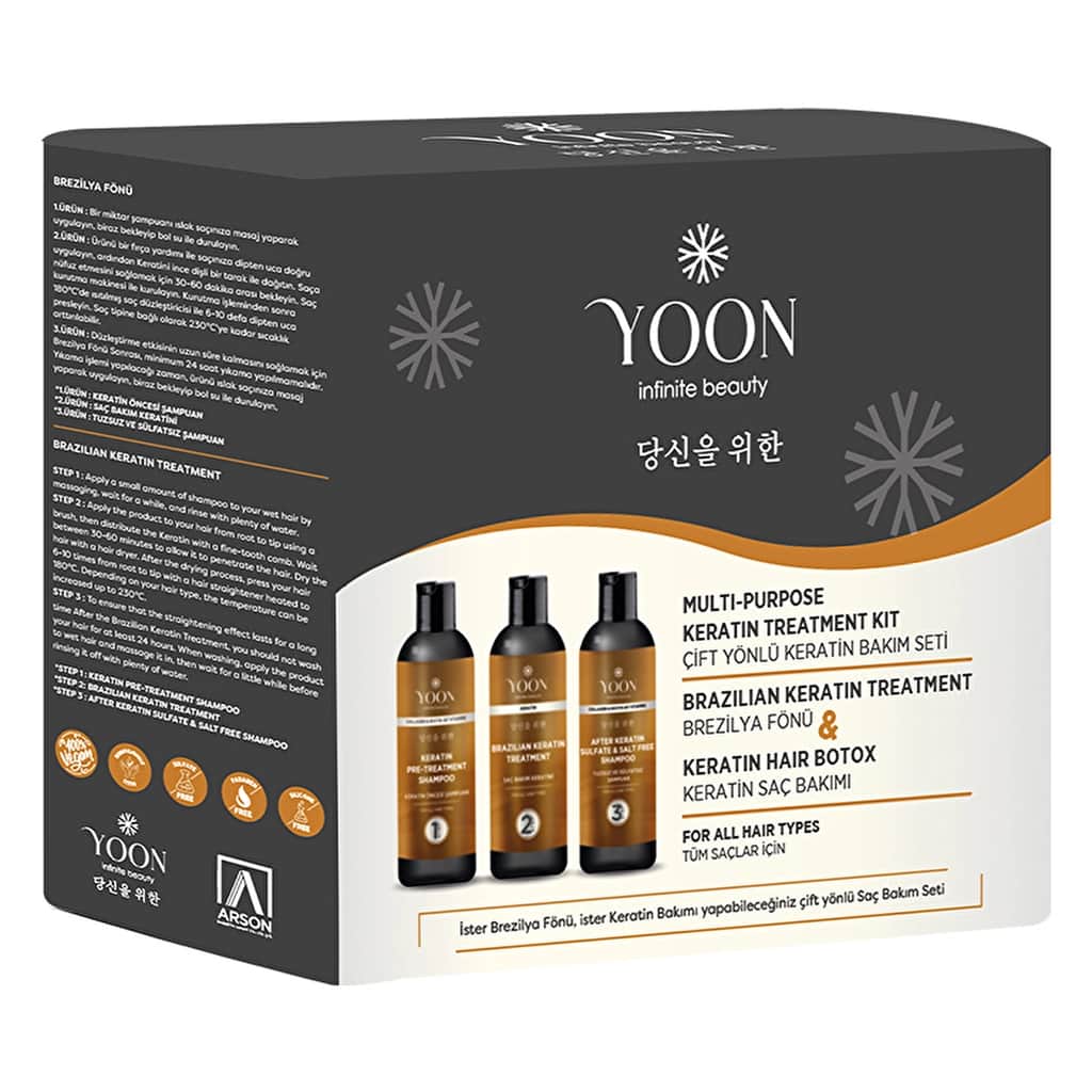 Yoon Brazilian Blow Dry Hair Straightening & Keratin Botox Strengthening And Nourishing Home Keratin Care Set (3 x 100 ml) - 2