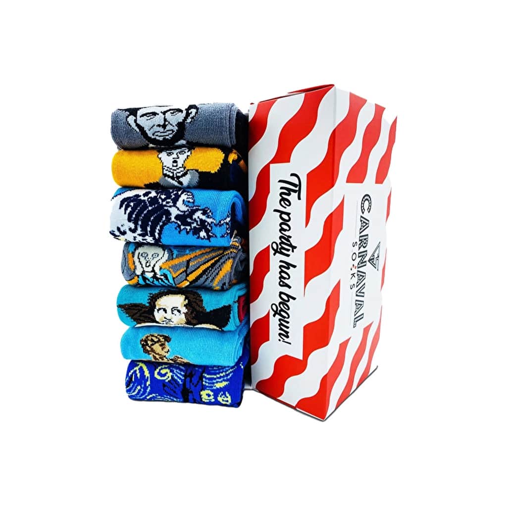 Carnaval Art Socks Set - 7 Colorful Cotton Blend Designs - 1