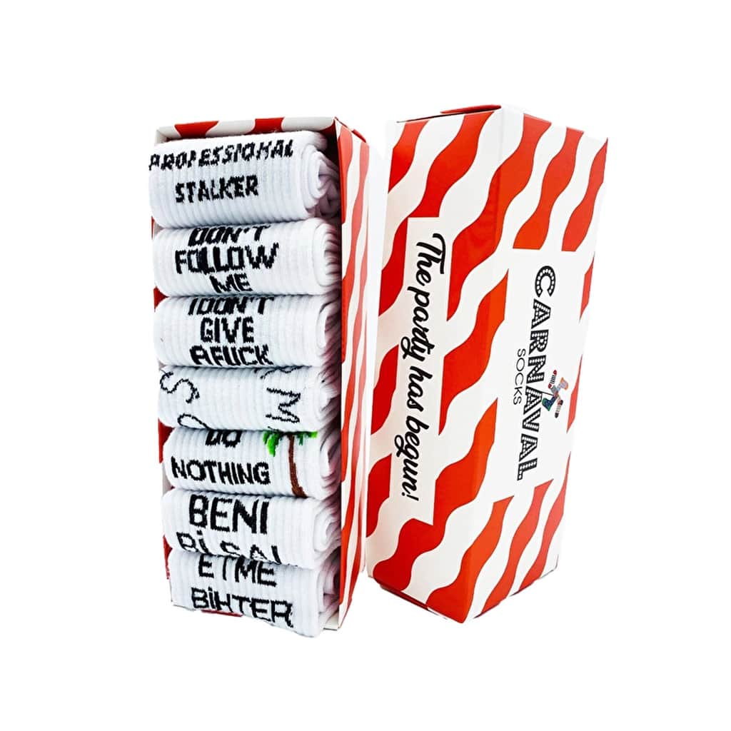 Carnaval 7-Piece Slogan Design Cotton Sock Set - 1