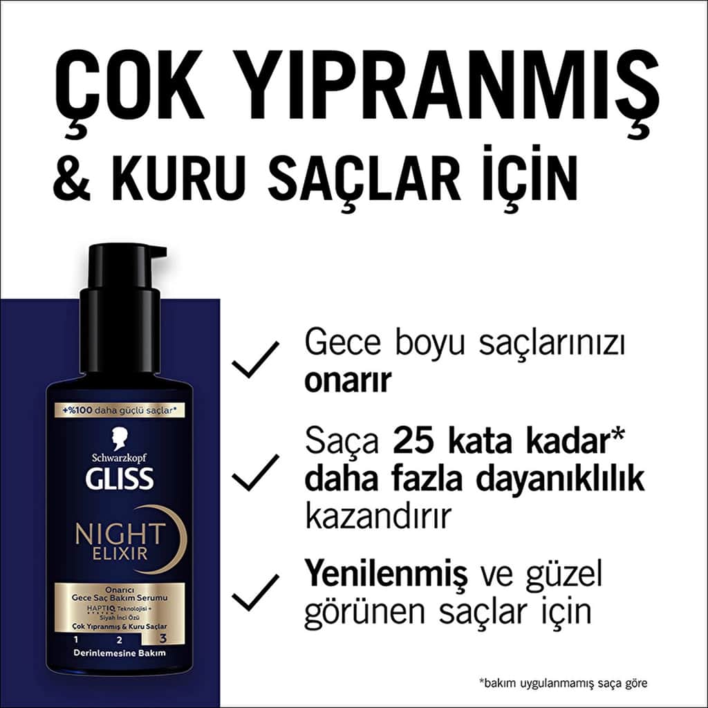 Gliss Night Elixir Repairing Night Hair Care Serum 100 ml - 4
