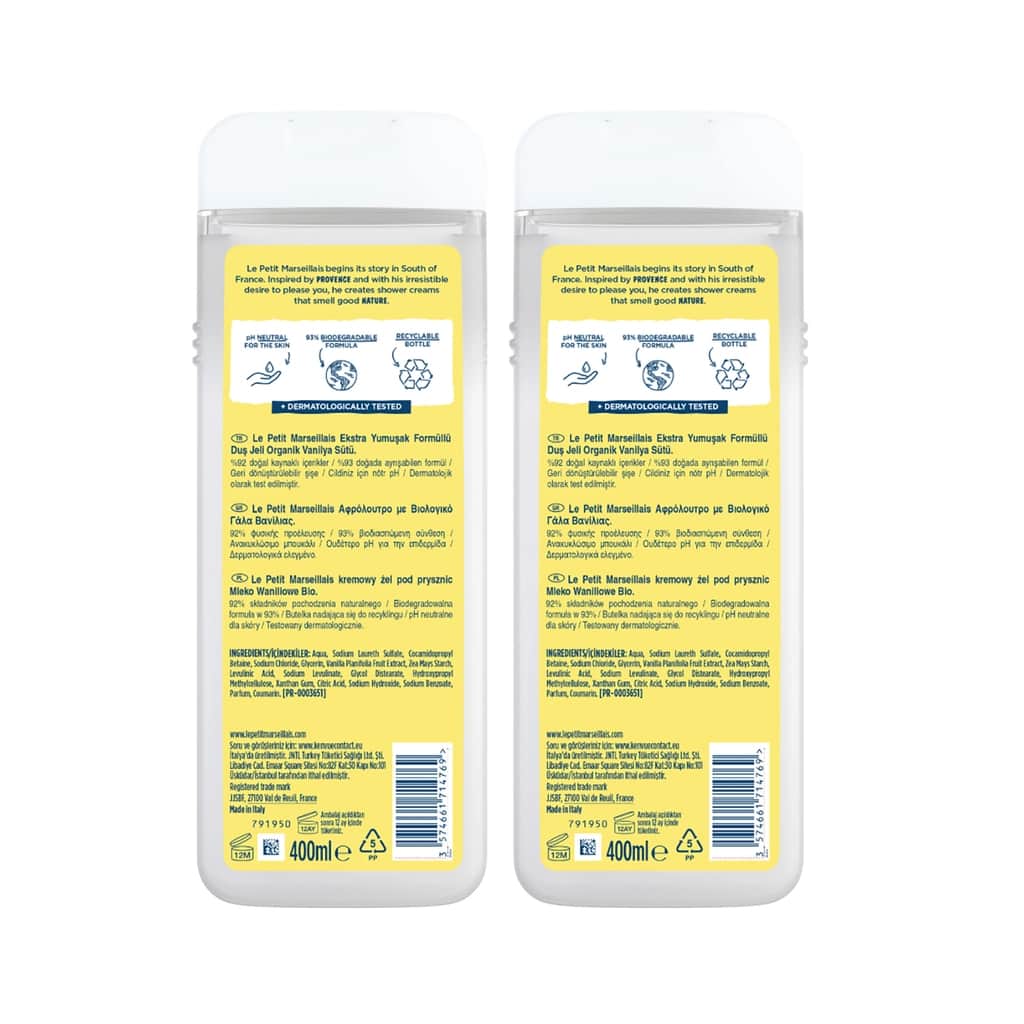 Le Petit Marseillais Vanilla Milk Shower Gel 400ml x2 Pack - 2