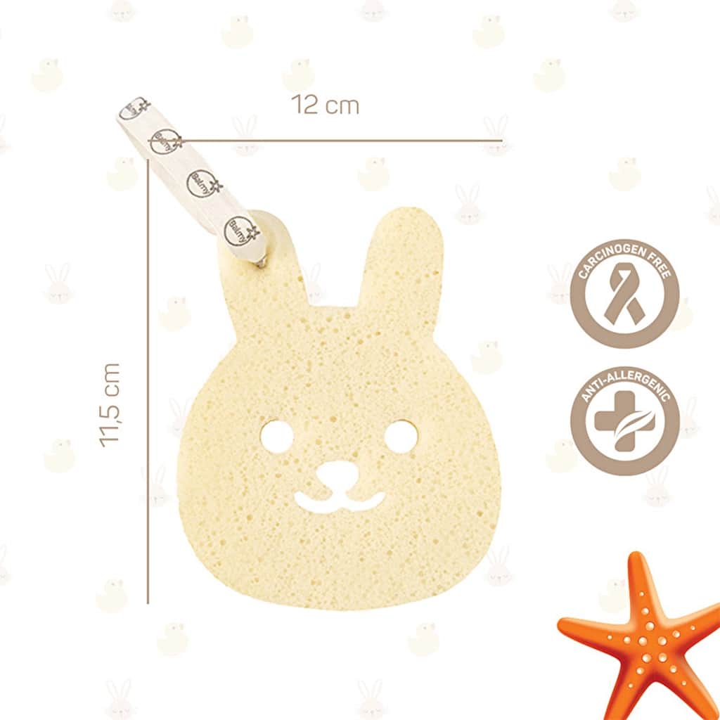 Balmy Rabbit Baby Bath Sponge - Ultra Soft & Hypoallergenic - 3