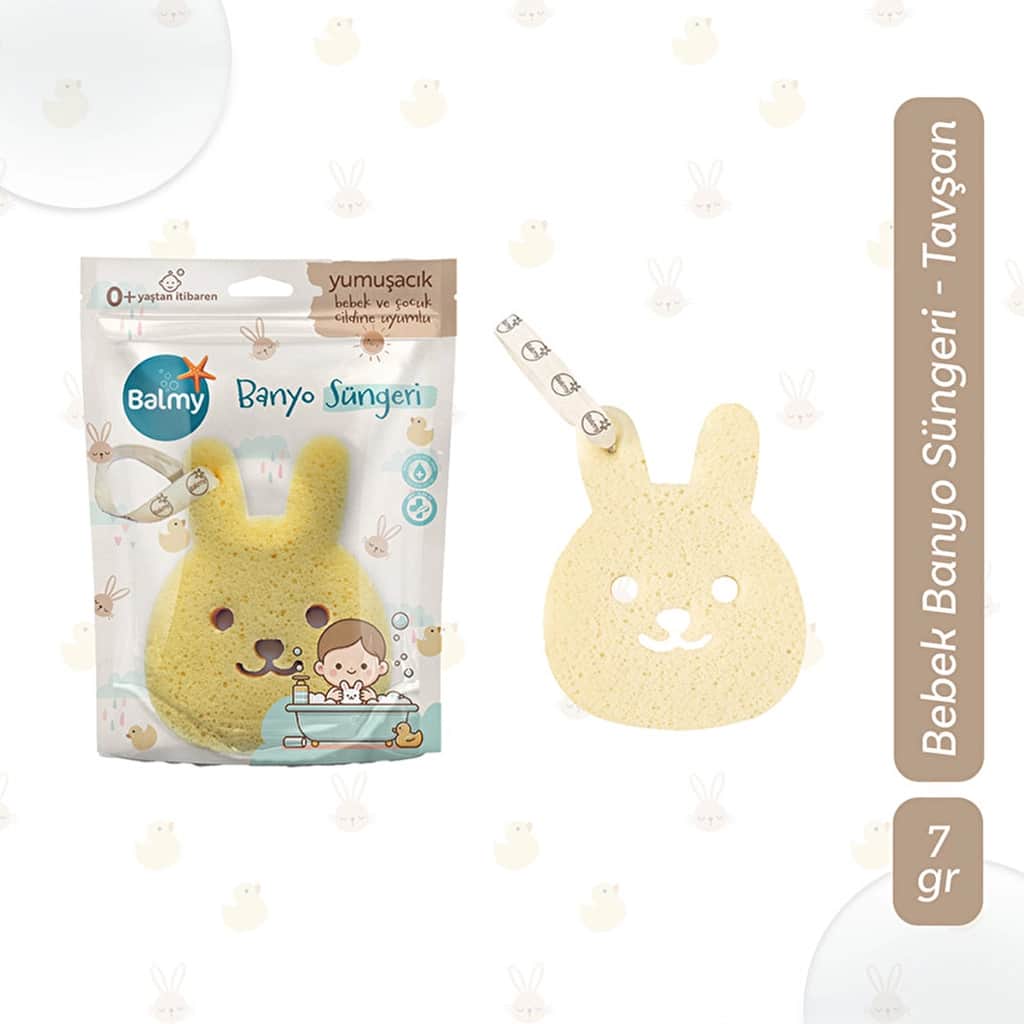 Balmy Rabbit Baby Bath Sponge - Ultra Soft & Hypoallergenic - 1