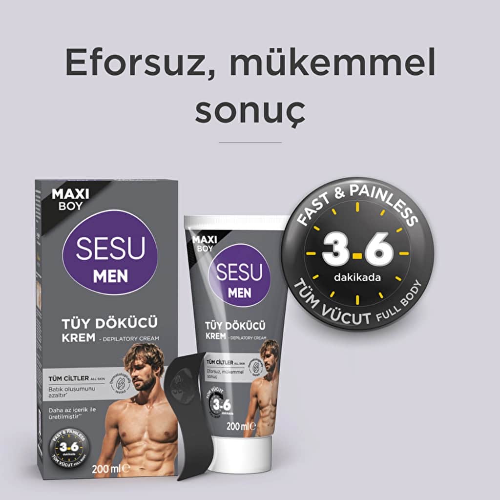 Sesu Men Hair Removal Cream All Skin Types 200 ml - 6