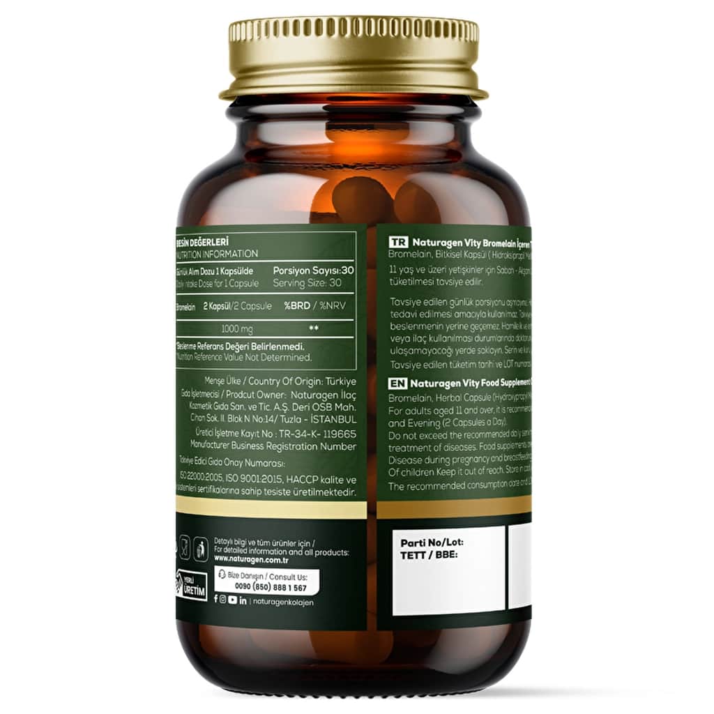 Naturagen Vity Vegan Bromelain 1000mg - Digestive & Joint Support - 3
