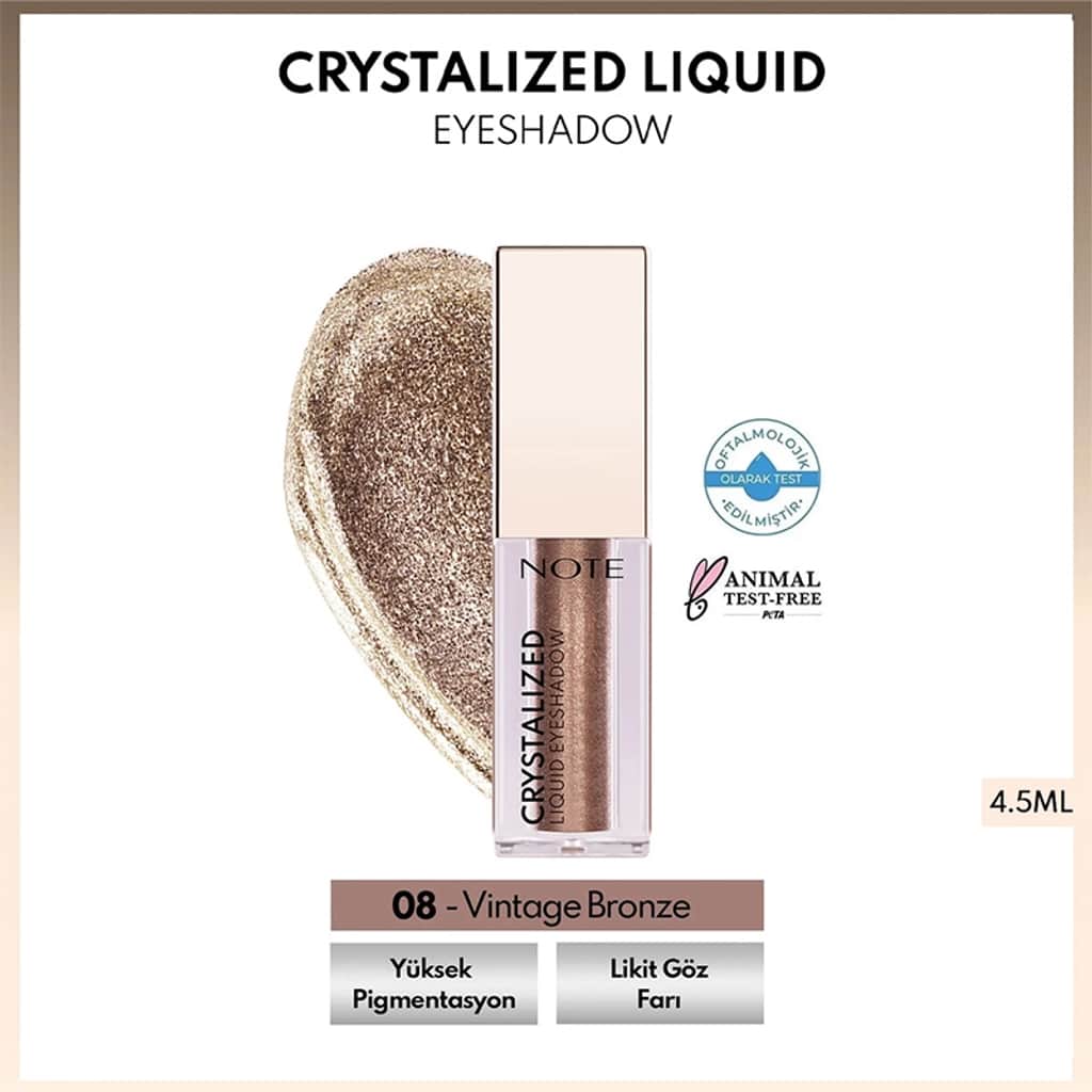 Note Crystalized Liquid Eyeshadow 08 Vintage Bronze - Long-Lasting Metallic Shine - 1