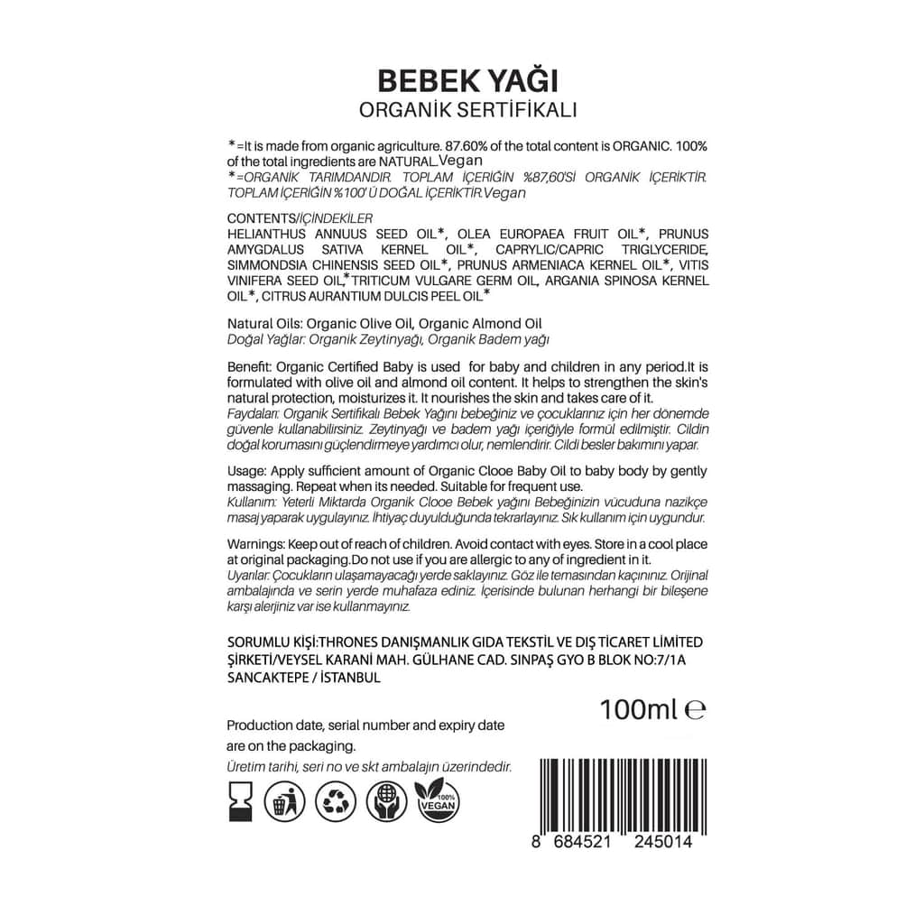 Clooe Baby Oil Organic 100 ml - 5
