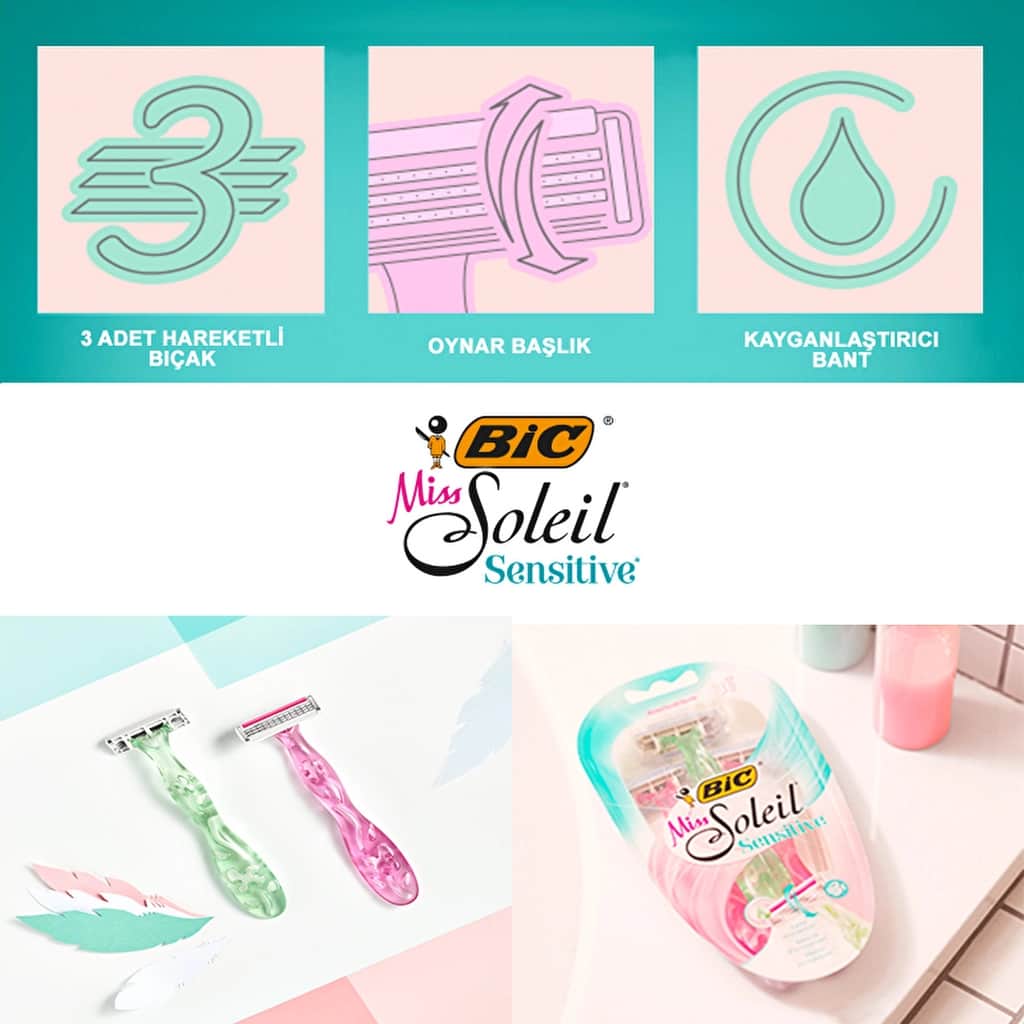 Bic Miss Soleil Sensitive 3 blade Women's Razor 3 pack - 2