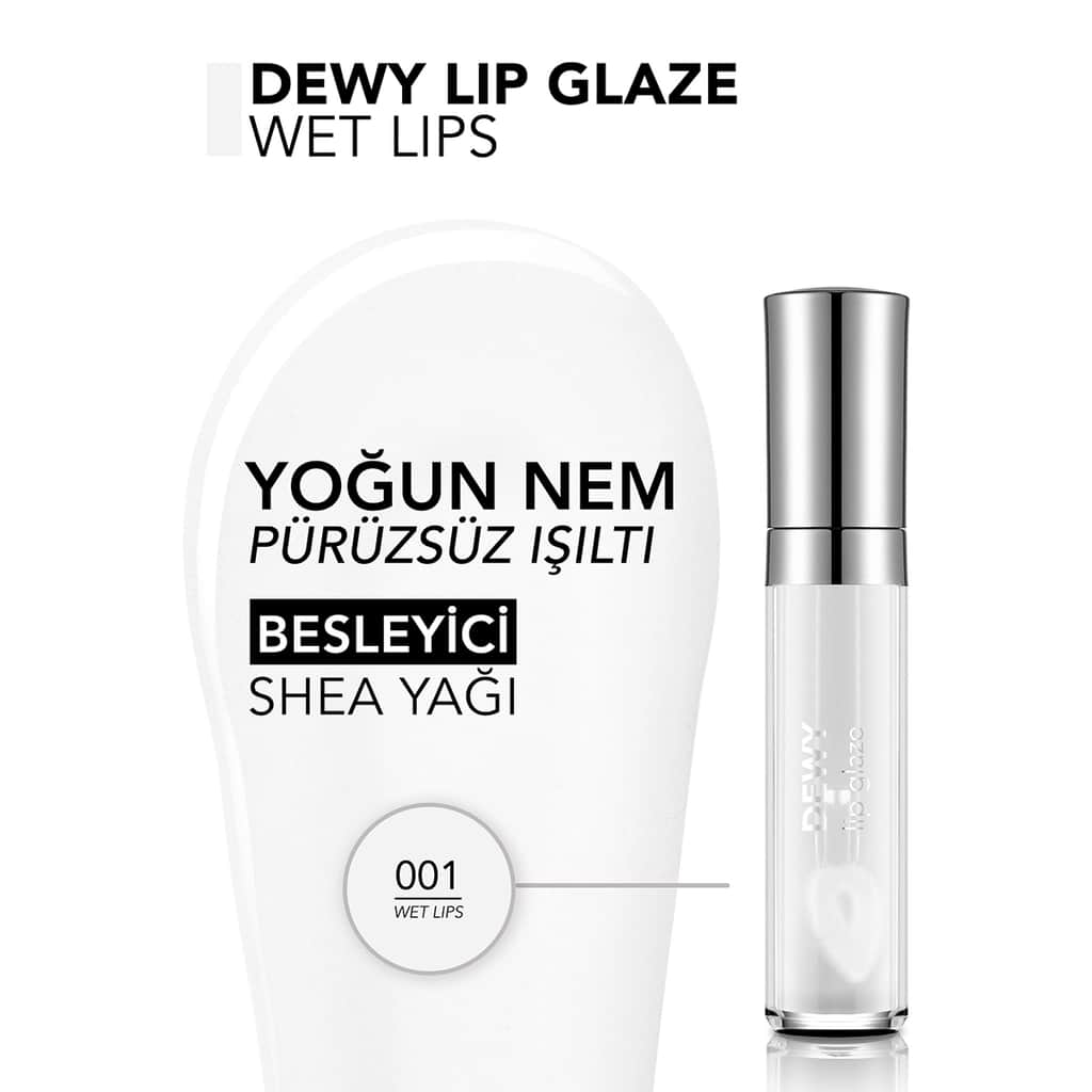 Flormar Dewy Lip Glaze Lip Gloss 001 wet Lips - 3