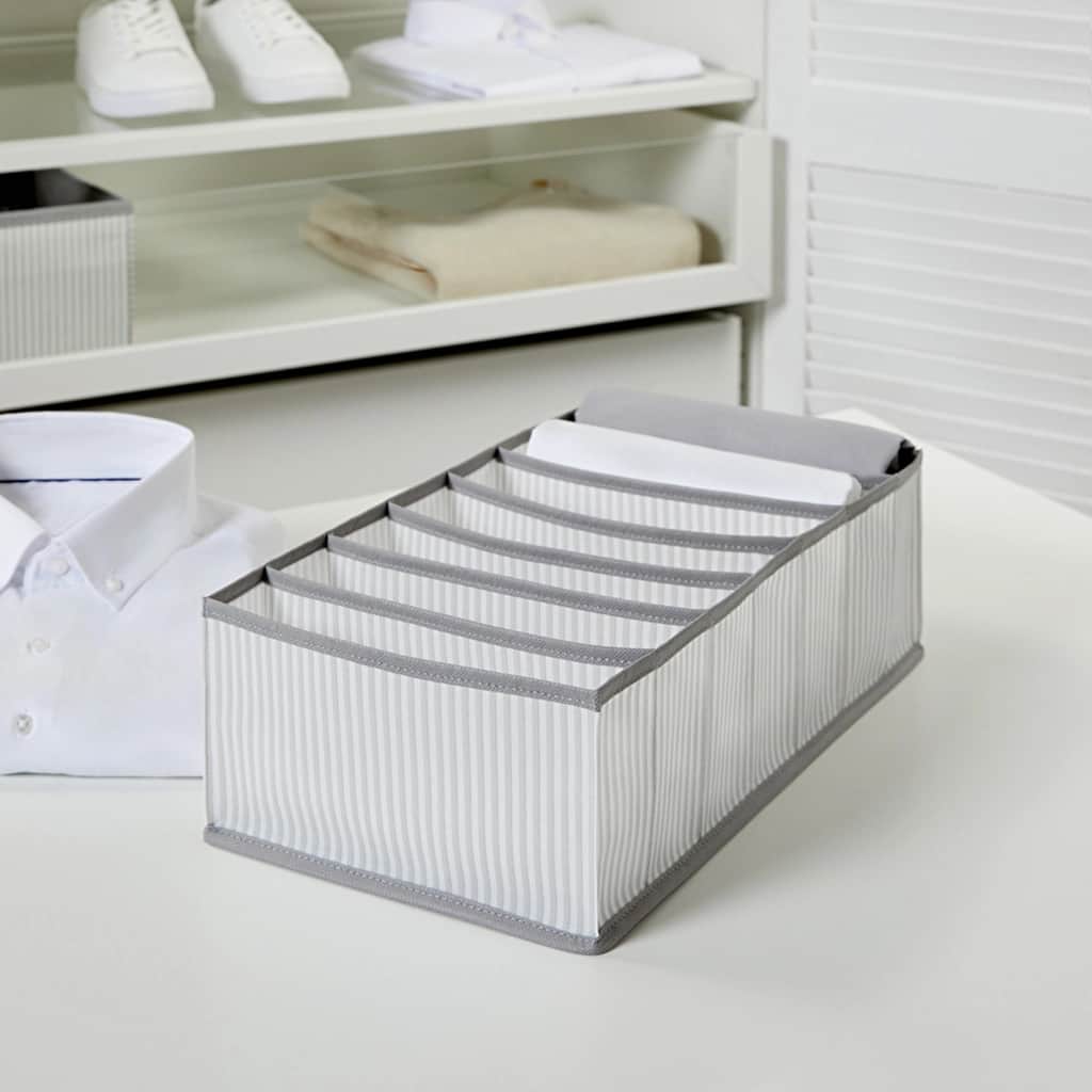 Ocean Home 7 compartment Gray Striped Drawer Organizer 22 x 41.5 x 12 cm - 1
