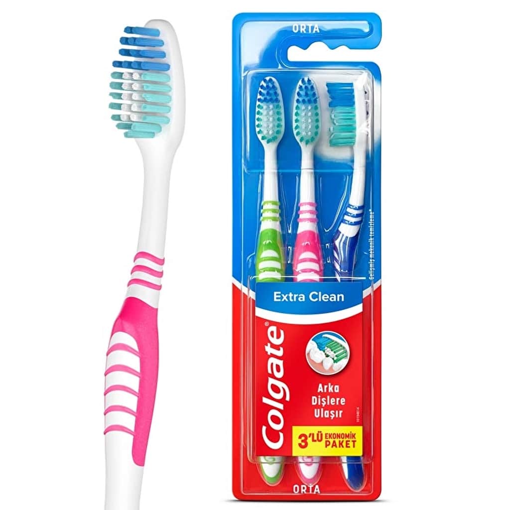 Colgate Extra Clean Medium Toothbrush 2+1 with Tongue Cleaner - 2